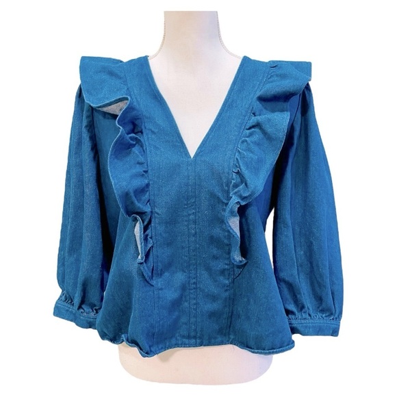 Rosaé Paris 100% Cotton Denim Blouse Size EU 38/ US 6 - Picture 1 of 9